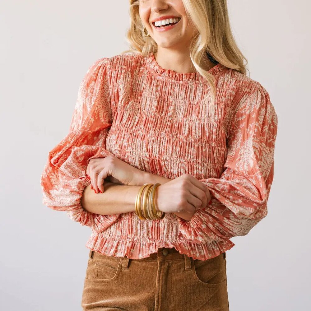NWOT Sunshine Tienda Rose Gilded Palm Hali Top